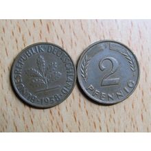 1958f 2 pfennig Germany Coin
