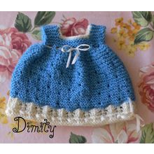 Dimity Doll Dress Knitting Pattern 1930s Pudding Style Dimpled Eyelets in Luna