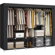 83 Inch Wide Portable Closet Wardrobe, Clothes Storage Rack Organizer with Cover