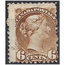 Canada 1868 SG86 6c Yellowish-Brown Fine Used .