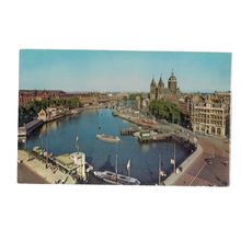 PRINS HENDRIKKADE AND ST. NICHOLAS' CHURCH AMSTERDAM unused vintage postcard #