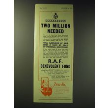 1942 Atco R.A.F. Benevolent Fund Ad - Two million needed