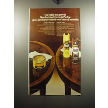 1973 Pledge Wax Ad - Two-table test proves new enriched formula Pledge