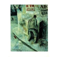 Primo Conti Nocturnal Lane 1917 Oil Painting Postcard
