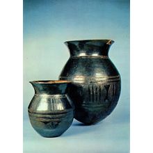 African Antique Pottery Pots Gbaya Tribe Cameroon Art Postcard
