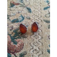 womens pierced earrings silvertone looks like a stone