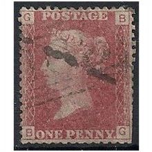 1858 SG43 1d Red Plate 105 Good/Fine Used Check Letters "BG".