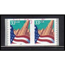 Used 3281d 33c U.S. Flag Over City Very Fine CNP Left 9999A PA2117