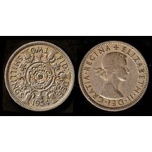 United Kingdom Florin Two Shillings 1954 Used Coin QE II UK
