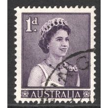 AUSTRALIA 1959/62: QUEEN ELIZABETH II DEFINITIVES - 1d SLATE-PURPLE USED (G7)