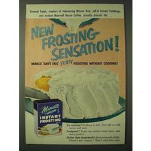 1955 General Foods Minute Man Instant Frosting Mix Ad - New Frosting Sensation!