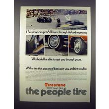 1972 Firestone 500 Steel Belt Tire Ad w/ Al Unser