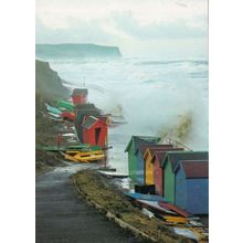 Whitby Yorkshire Beach Hut Devestation High Tide Damage Disaster Postcard