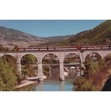 SNCF 5394 Alpazur Train at Sisteron Bridge French postcard