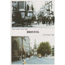 Bristol HIgh Street Mounted Tram Statue Bus Victorian View Postcard