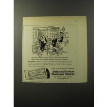 1953 American Express Travelers Cheques Ad - Cartoon by Tom Henderson - Strange