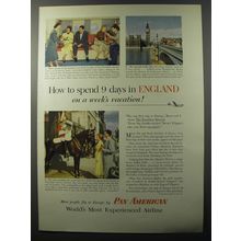 1953 Pan American Airlines Ad - How to spend 9 days in England
