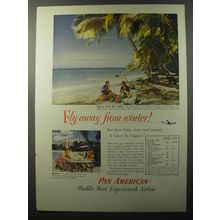 1953 Pan American Airlines Ad - Fly away from winter!