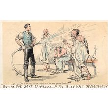 Human Shrubs Cold Shower With Garden Hose Disaster Old Comic Postcard