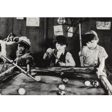 Children Playing Pool Snooker Old Film Movie Still Photo Postcard