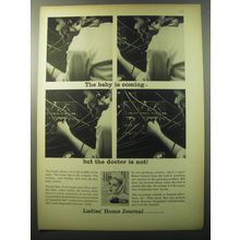 1960 Ladies' Home Journal Magazine Ad - The baby is coming but the doctor is not