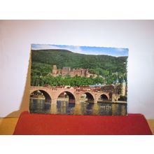 BRIDGE, HEIDELBERG, GERMANY, used vintage postcard 1965 pm =