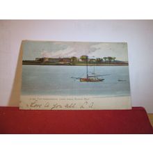 FORT, CASTLE ISLAND, BOSTON, MASSACHUSETTS USA used antique postcard 1905 pm =