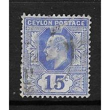 CEYLON 1904-5 EDVII 15c WMK MULTI-CROWN CA USED SG283