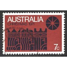 AUSTRALIA 1971: CHRISTMAS - 7c RED-BROWN STAR ON RED-BROWN USED (G5)