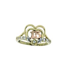 New Real 14K Gold Multi Tone 3 Color Sweet 15 Heart Ring .25 Ct CZ Stone Size 7