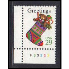 2872 29c Christmas Stocking Fine MNH P#S LL P33333 ZA3649