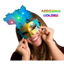 Light Up Feather Masquerade Ball Assorted Mask for Mardi Gras