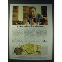 1989 Rolex Day-Date Chronometer Watch Ad - Frederick Forsyth