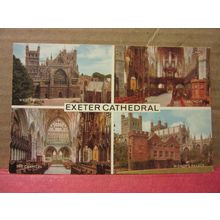 multiview, EXETER CATHEDRAL, DEVON used postcard by J. Salmon 1975 pm =