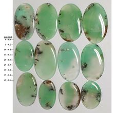 53532.0 - 12 Pcs Mixed Shades of Green Oval Cut Cabochon Australian Chrysoprase