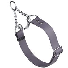 Dog Pet Martingale Collar W 1" x L 14"-20" Battleship Gray