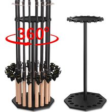 Fishing Rod Holder Wood, Holds up to 16 Rods or Combos, 360° Spinning Fishing Po
