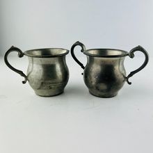 Sugar Bowl & Creamer Cup Pewter Set Vintage