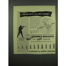1954 Sierra Bullets Ad - Hunting With Target Accuracy