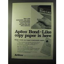 1971 Apeco Bond-Like Copy Paper Ad - Electrostatic