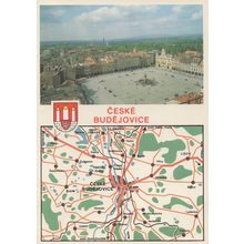 Budejovice Czech Republic Map Rare Folding Postcard