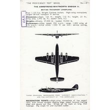 Armstrong Whitworth Ensign Valentines Proficiency Test Series Aircraft Postcard