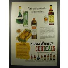 1955 Hiram Walker's Cordials Ad - Watch your guests rally to these colors
