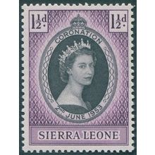 Sierra Leone 1953 1½d black & purple Coronation SG209 MNH