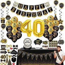 40Th Birthday Decorations for Men Women - (76Pack) Black Gold Party Banner, Penn