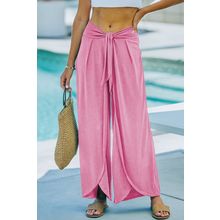Bonbon Knotted Drop Waist Split Leg Relaxed Pants