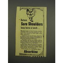 1946 Absorbine Ad - Sore Shoulders Horse at Work