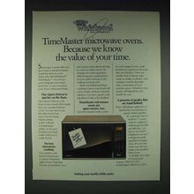 1986 Whirlpool TimeMaster Microwave Oven Ad