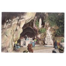 THE MASSABIELLE GROTTO, LOURDES, FRANCE used postcard 1965 postmark =