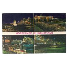 multiview, MORECAMBE ILLUMINATIONS , Lancashire used vintage postcard 1972 pm #